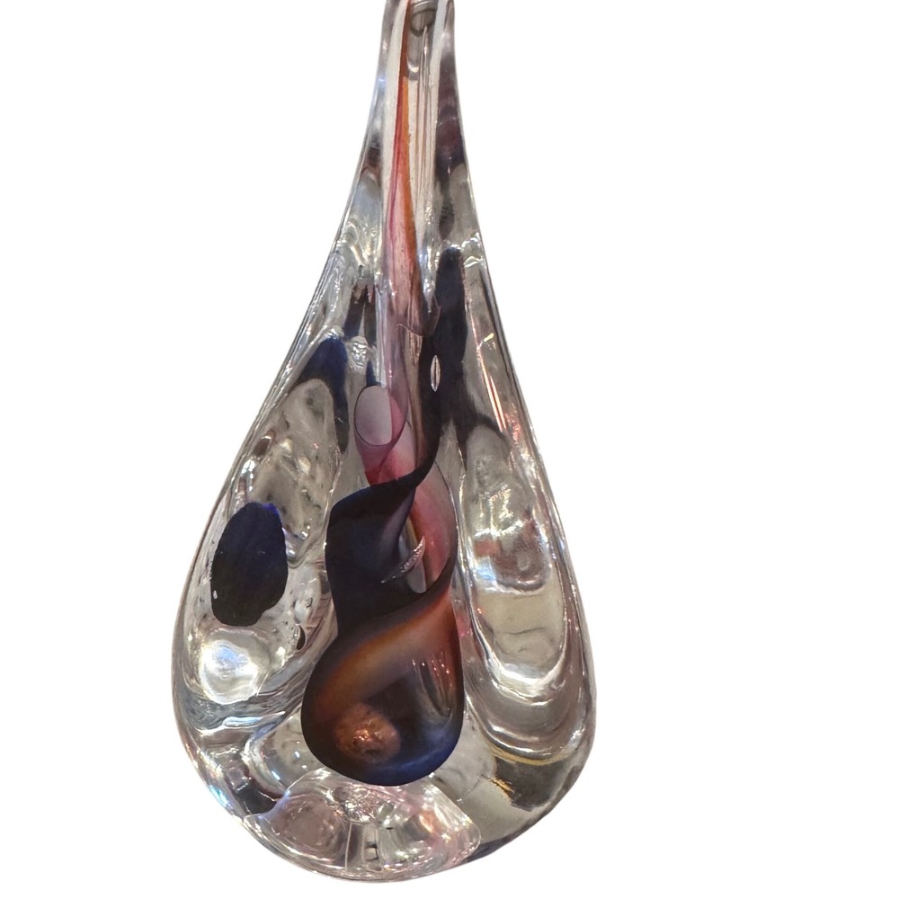 Adam Jablonski Signed Blue/Red Sommerso
Hand Blown Glass Teardrop Sculpture‎
